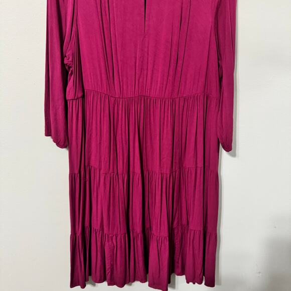 Torrid Dress 2X Wine Tiered Ruffle Keyhole Purple Boho Fall Minimalist - Picture 9 of 15